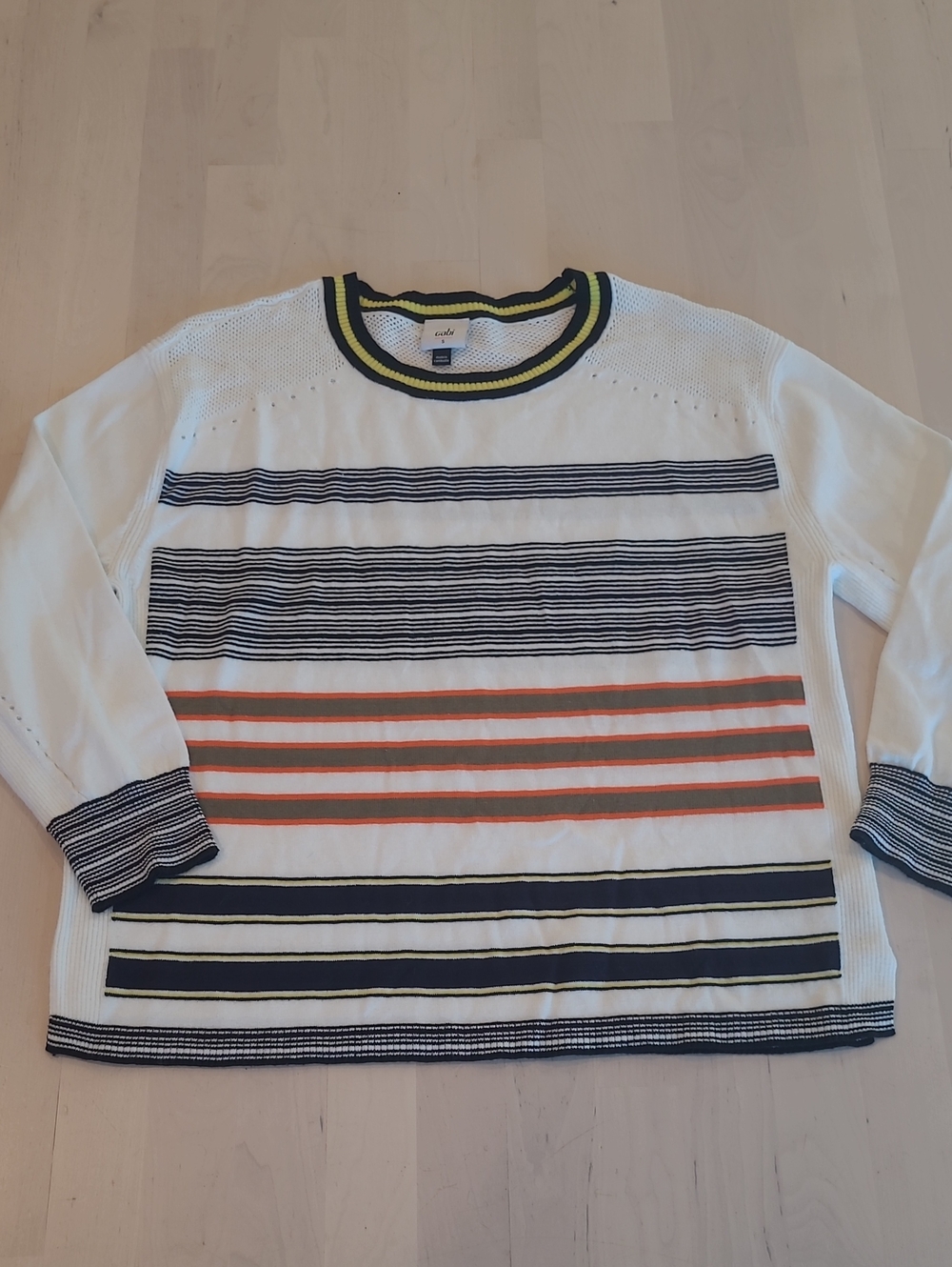 NWOT CAbi Parasol Striped Pullover Cotton Blend Sweater